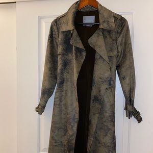 Anthropologie Suede Camo Trench Coat